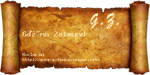 Güns Zotmund névjegykártya